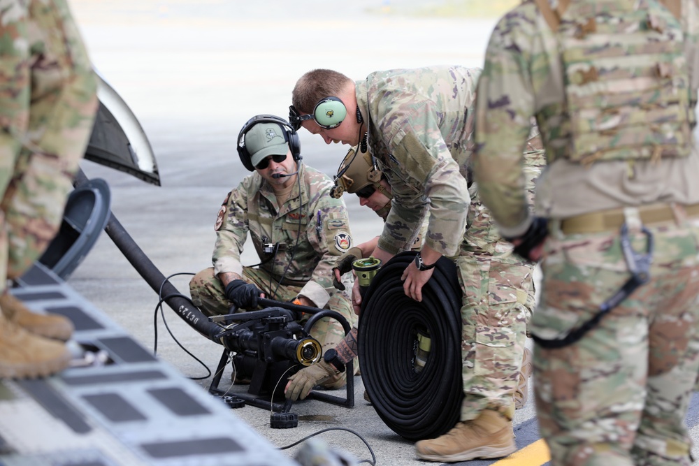 ANG 176th WNG conducts FARP training with 477th FG F-22 Raptors