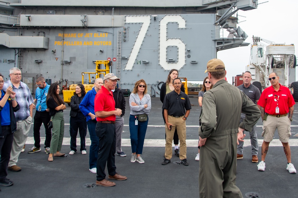 USS Ronald Reagan (CVN 76) hosts members of the USS Midway museum