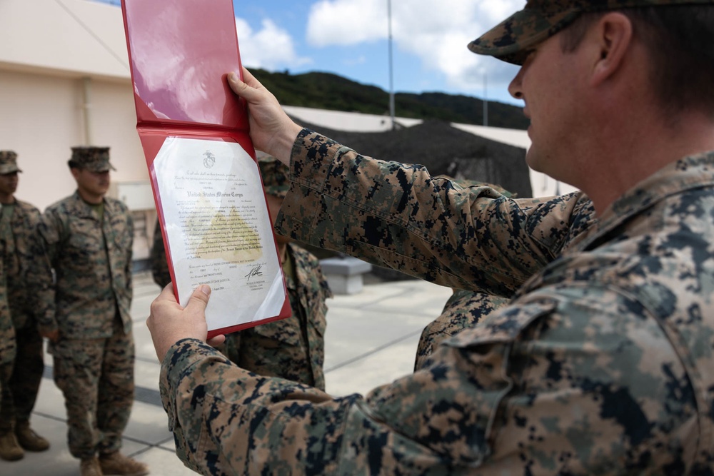 RD24 | 12th MLR Promotes Lance Cpl. Lee to Noncommissioned Officer Ranks on JGSDF Camp Ishigaki