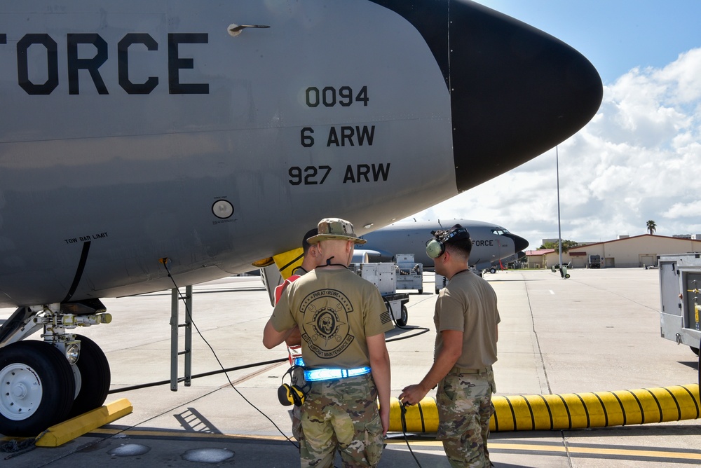 927 MXG Airmen work alongside 6 MXG to evacuate flight line