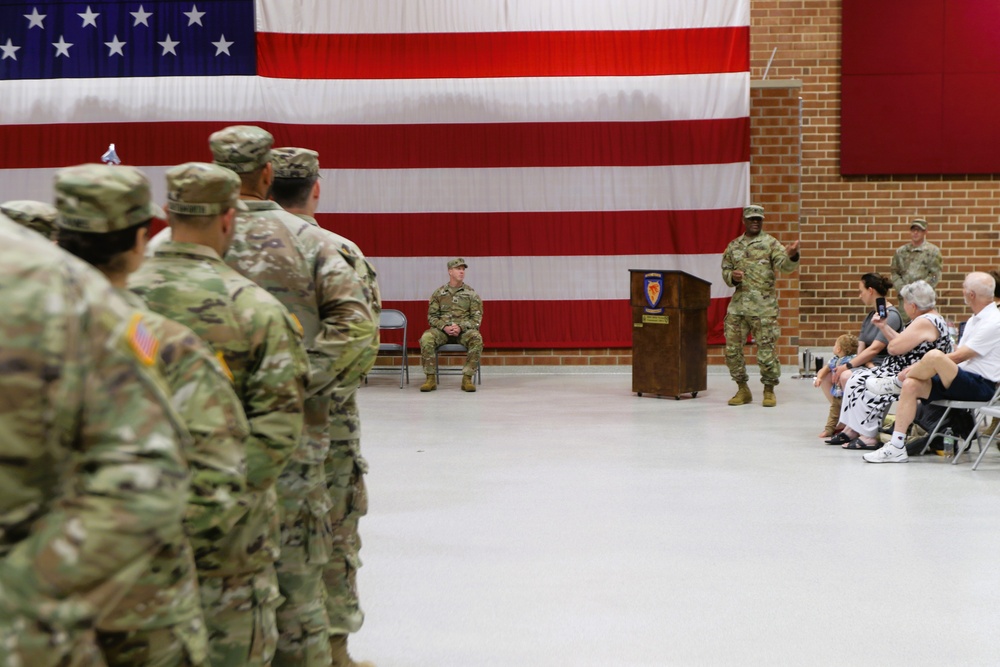 The Headquarters and Headquarters Company, 60th Troop Command held a change of responsibility ceremony Aug. 4, 2024 in Raleigh, NC where First Sgt. Christopher Brophy assumed responsibility from First Sgt. Giovanni Ford.