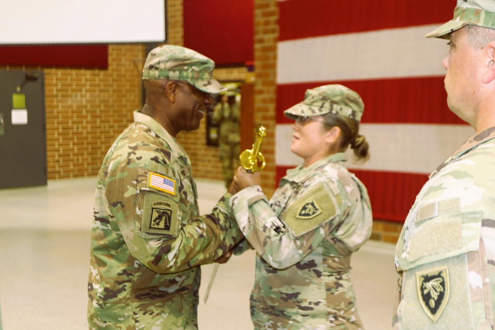 The Headquarters and Headquarters Company, 60th Troop Command held a change of responsibility ceremony Aug. 4, 2024 in Raleigh, NC where First Sgt. Christopher Brophy assumed responsibility from First Sgt. Giovanni Ford.