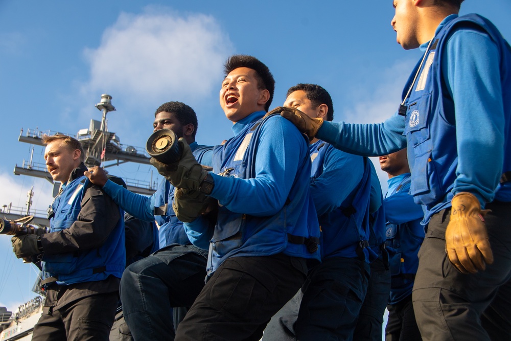 Nimitz Sailors Conduct Fire Fighting Exercise