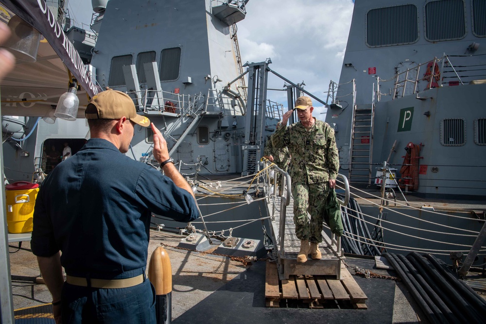 Commanding Officer of Arleigh Burke-Class Guided-Missile Destroyer USS Kidd (DDG 100), Left, Salutes Rear Adm. Michael Wosje