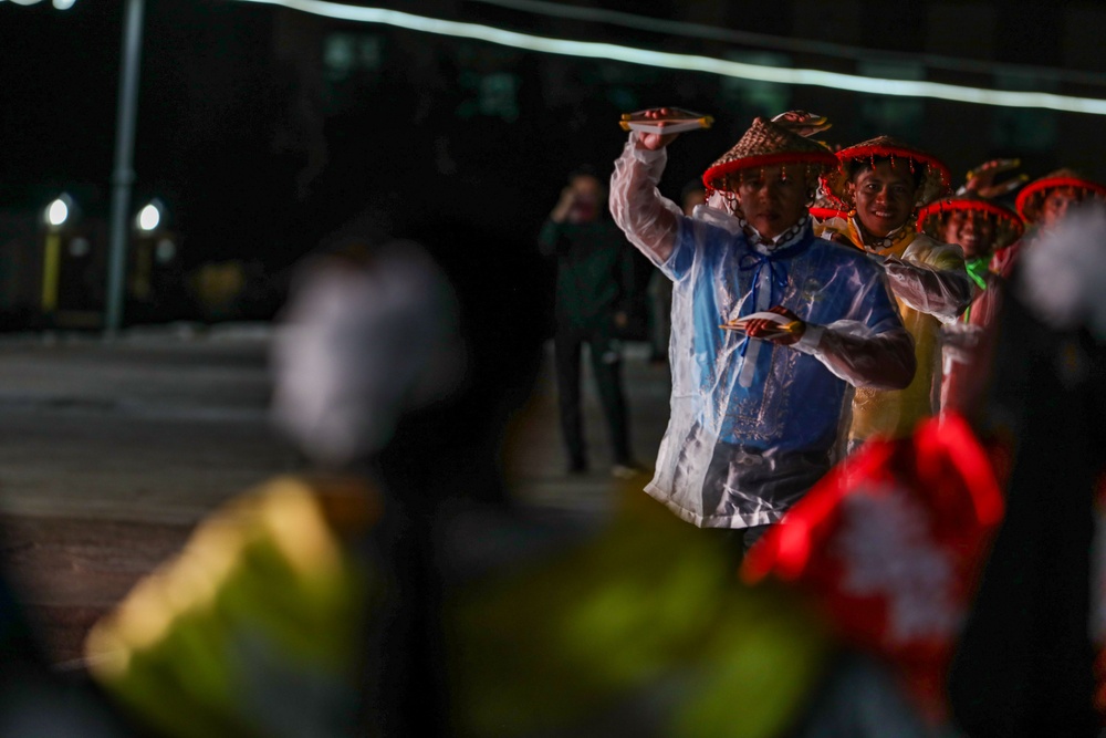 Pacific nations compete in a tug of war competition during multilateral peacekeeping exercise Khaan Quest 24