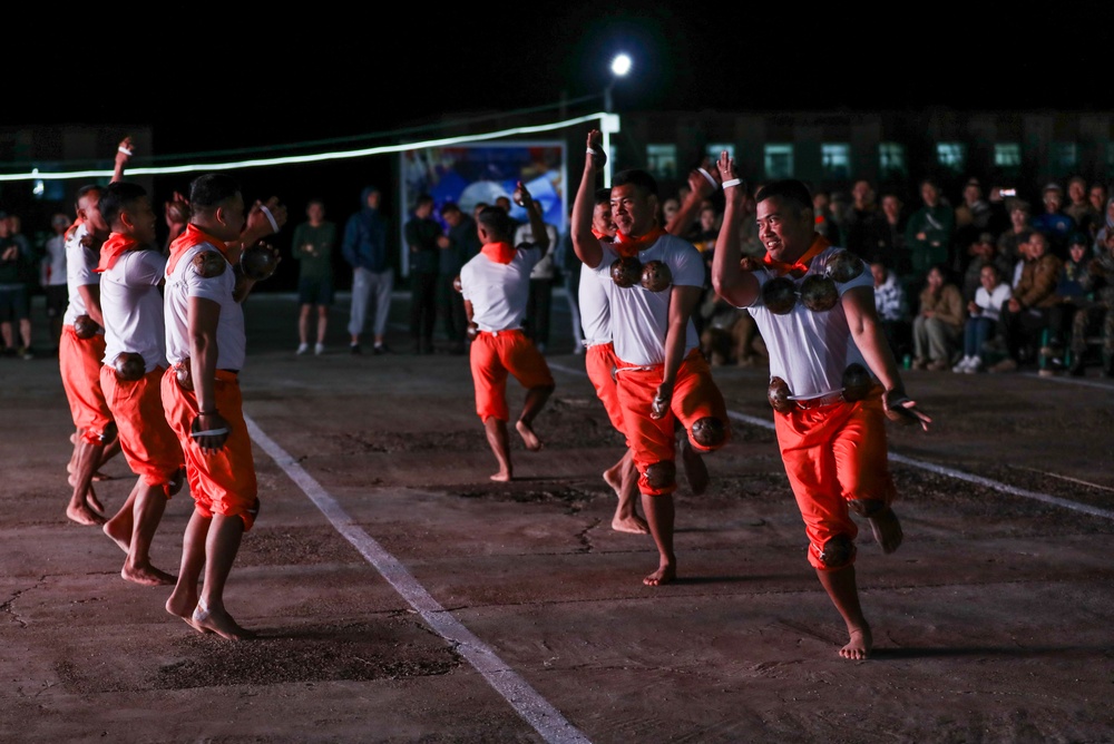 Pacific nations compete in a tug of war competition during multilateral peacekeeping exercise Khaan Quest 24