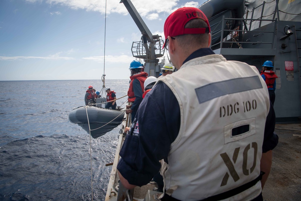 Cmdr. Chris Gans, Executive Officer of Arleigh Burke-Class Guided-Missile Destroyer USS Kidd (DDG 100) Observes Small Boat Operations