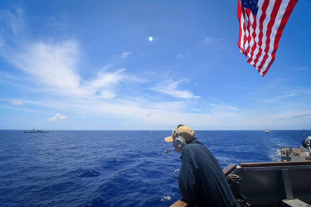 Seaman Jackson Ramsey stands starboard bridge wing watch