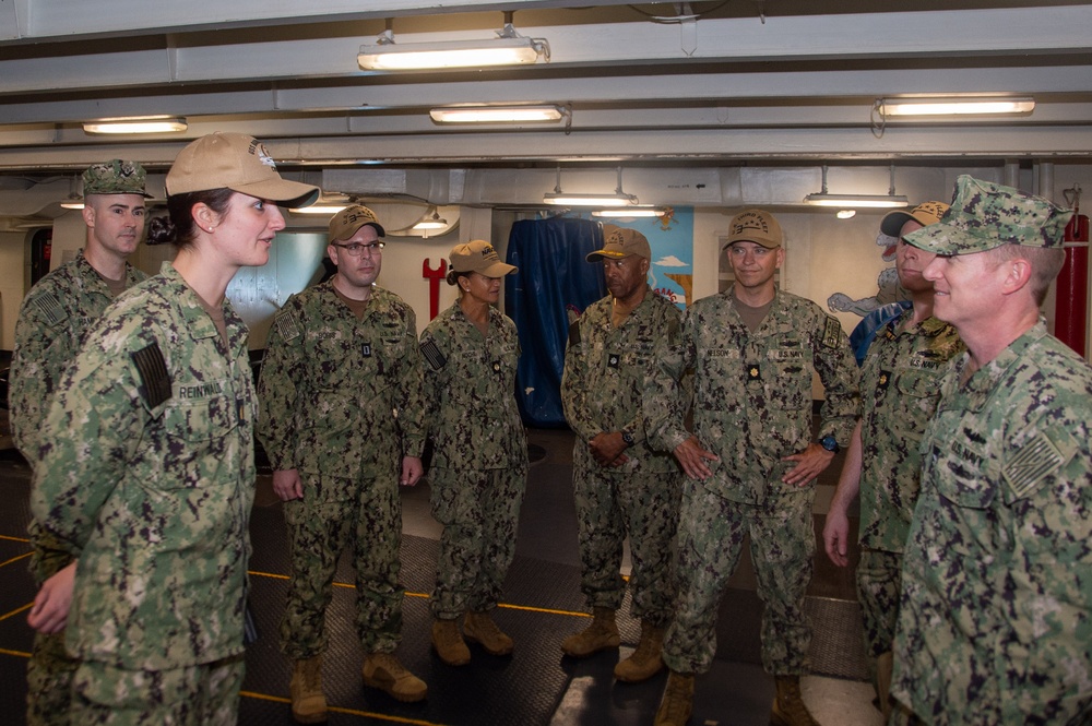 USS Ronald Reagan (CVN 76) hosts a tour for Reserve Commander 3rd Fleet Logistics Response Cell