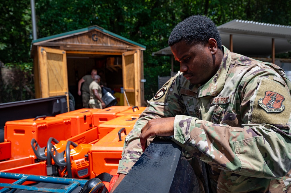 Photo of 116th Civil Engineer Squadron preparing for a domestic operations mission