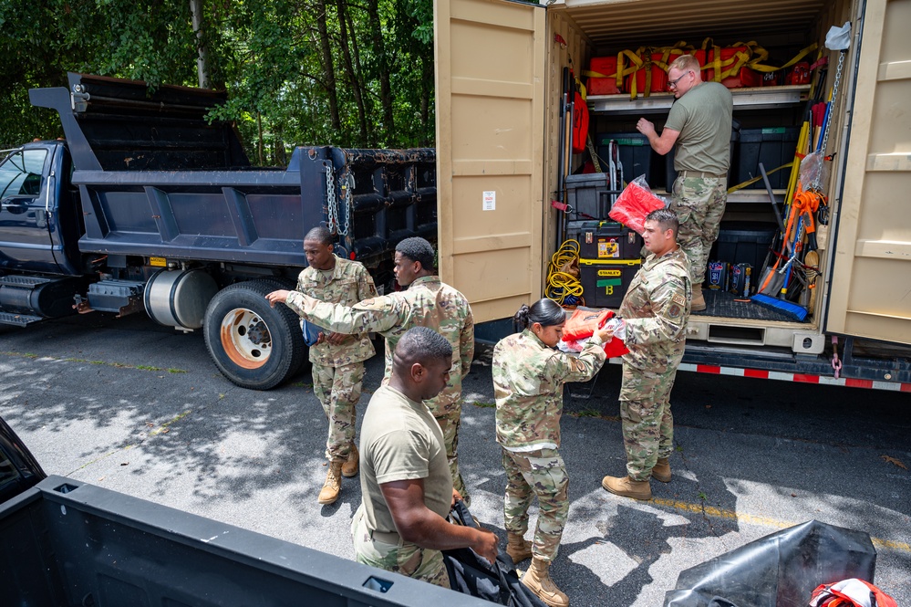 Photo of 116th Civil Engineer Squadron preparing for a domestic operations mission