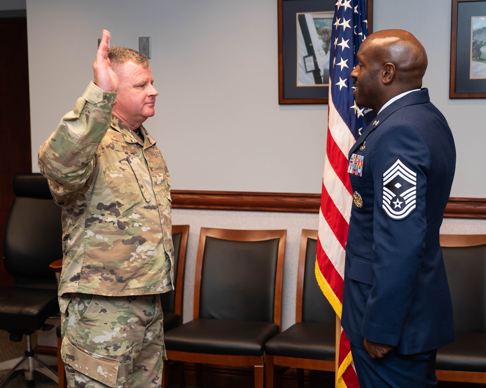 Photo of Chief Master Sgt. Aaron Dent enlistment