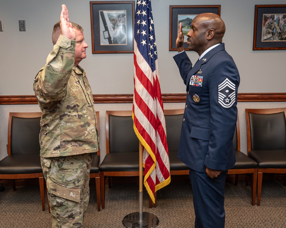 Photo of Chief Master Sgt. Aaron Dent enlistment