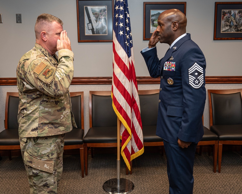Photo of Chief Master Sgt. Aaron Dent enlistment