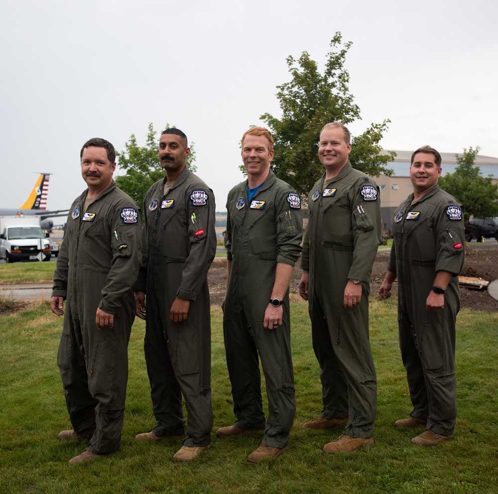 Members and families of the 141st Air Refueling Wing gathered at Fairchild Air Force Base on August 4, 2024 to celebrate the 100th birthday bash.