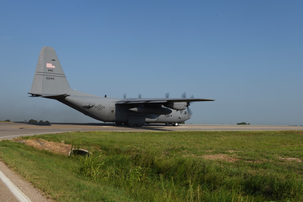 189th AW Lands C-130H On Highway