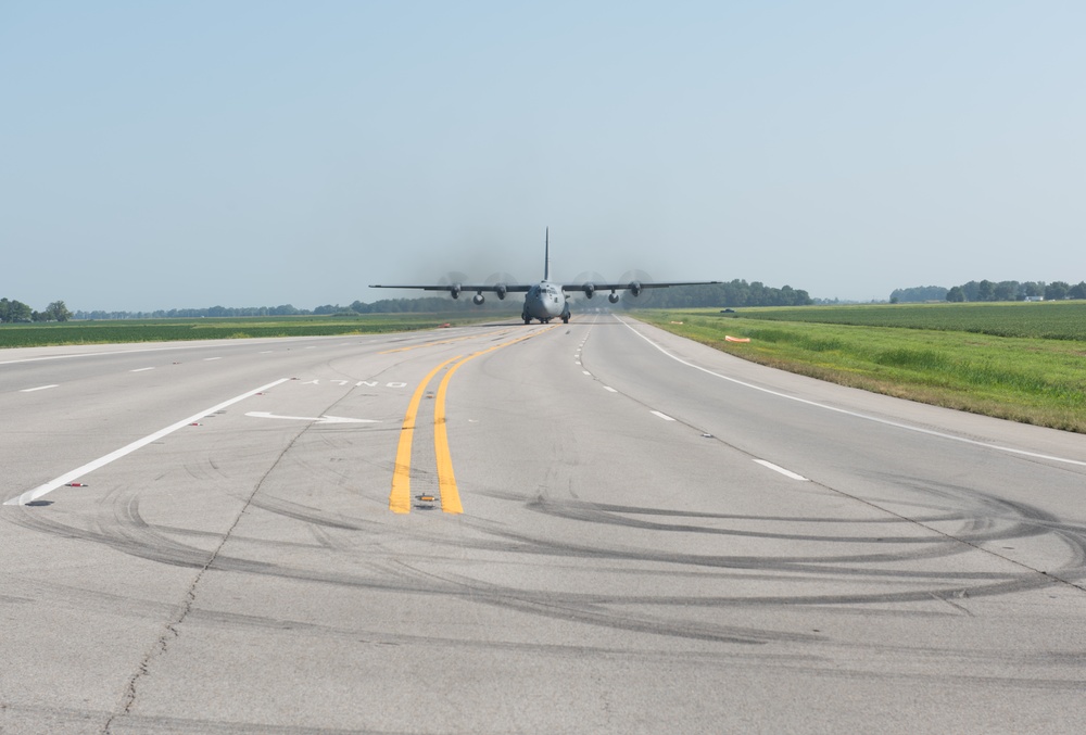 189th AW Lands C-130H On Highway