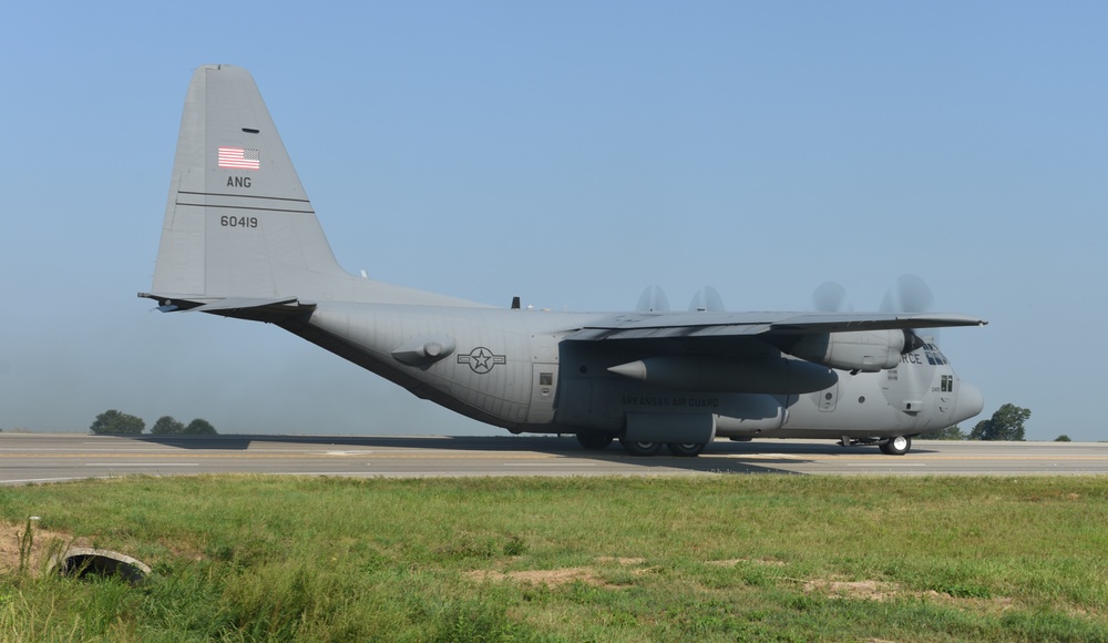 189th AW Lands C-130H On Highway