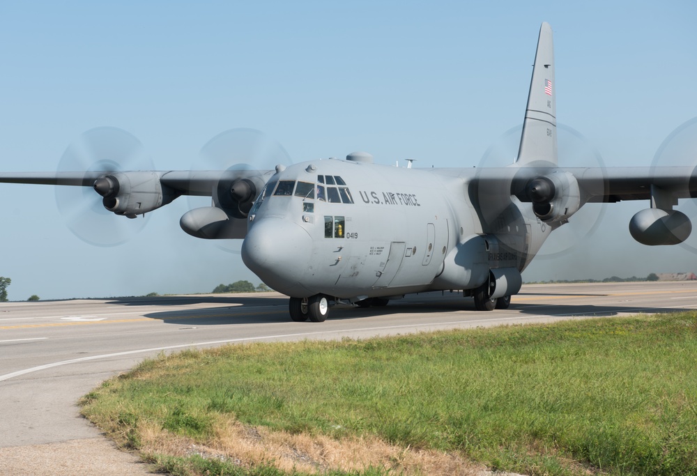 189th AW Lands C-130H On Highway