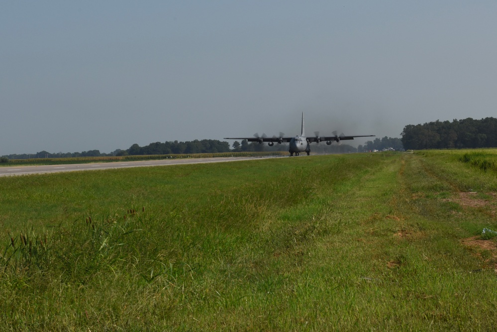 189th AW Lands C-130H On Highway