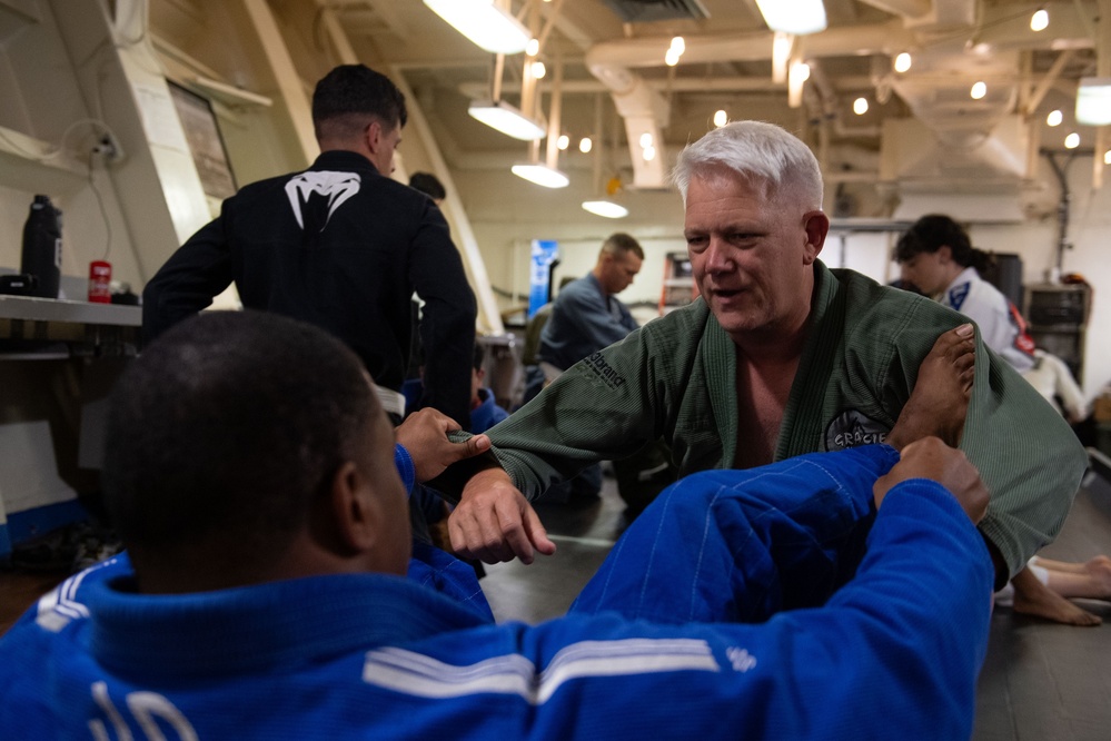 Jiu Jitsu training aboard Boxer