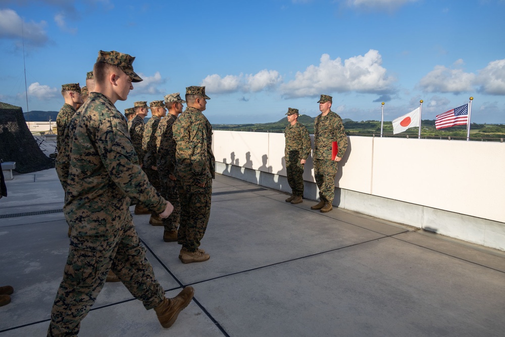 RD24 | 12th MLR promotes Lance Cpl. Clinard to Noncommissioned Officer Ranks on JGSDF Camp Ishigaki