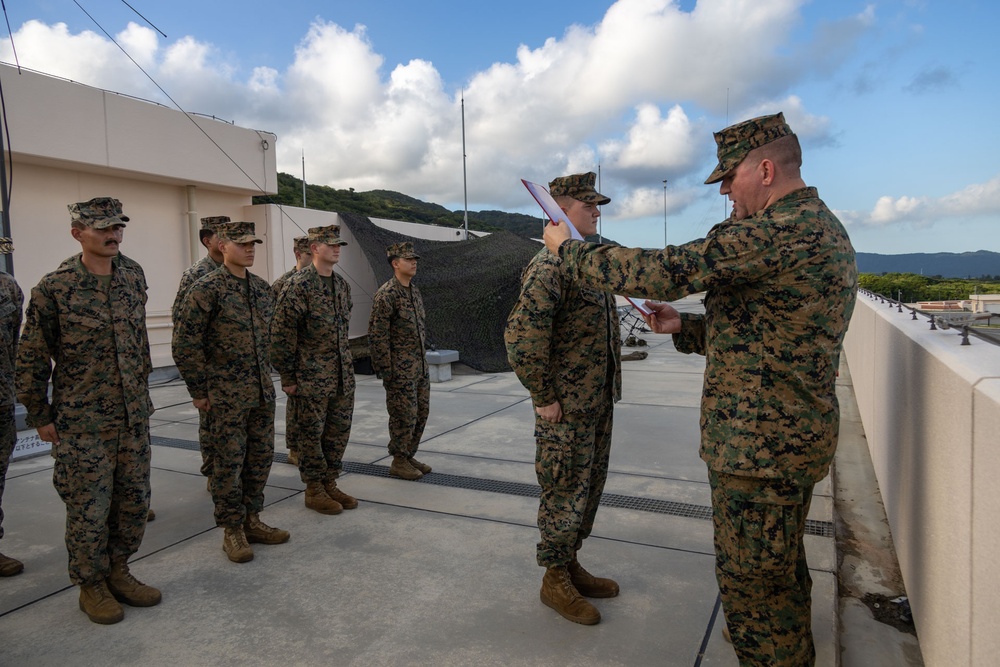 RD24 | 12th MLR promotes Lance Cpl. Clinard to Noncommissioned Officer Ranks on JGSDF Camp Ishigaki