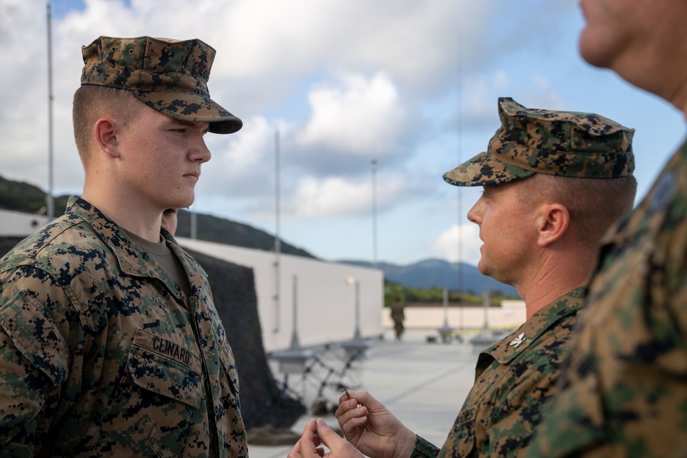 RD24 | 12th MLR promotes Lance Cpl. Clinard to Noncommissioned Officer Ranks on JGSDF Camp Ishigaki