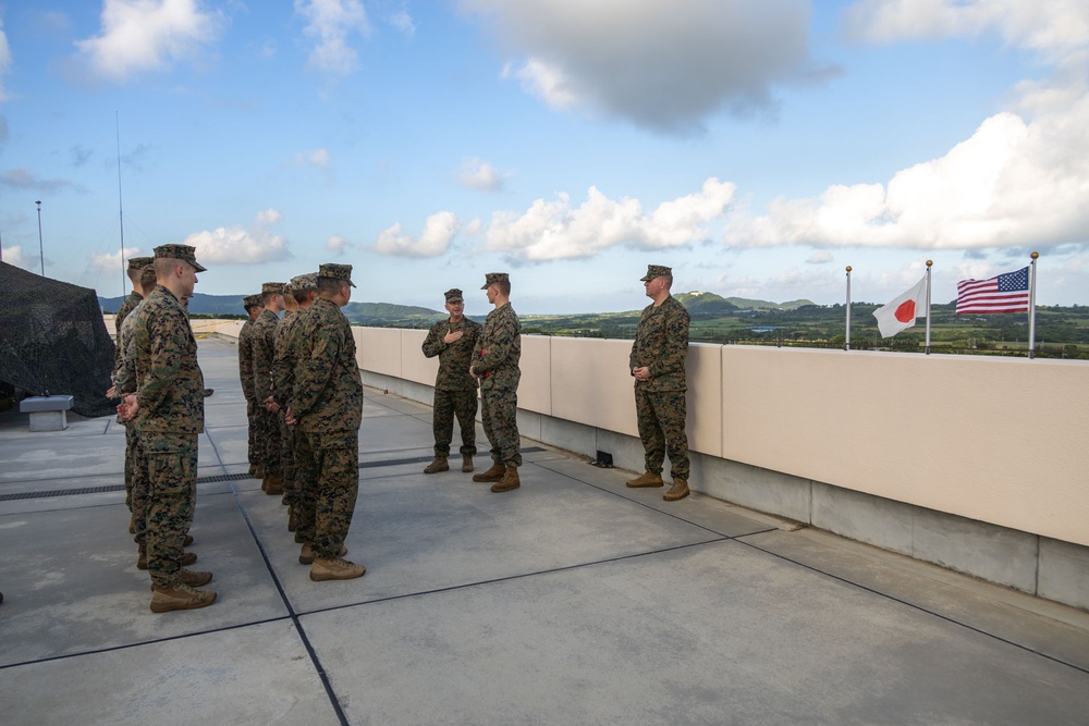 RD24 | 12th MLR promotes Lance Cpl. Clinard to Noncommissioned Officer Ranks on JGSDF Camp Ishigaki