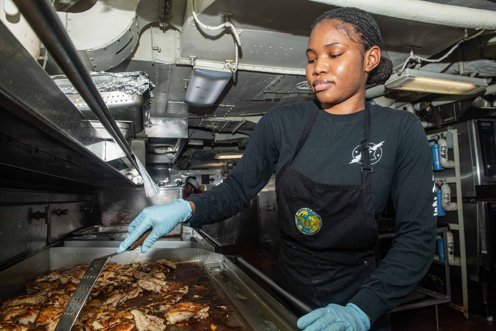 USS Theodore Roosevelt Culinary Specialists Prepare Food