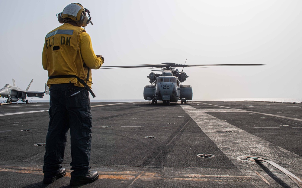 USS Theodore Roosevelt, MH-53E Sea Dragon Helicopters Conduct Flight Operations