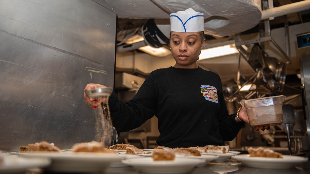 USS Theodore Roosevelt Culinary Specialists Prepare Food for Sailors