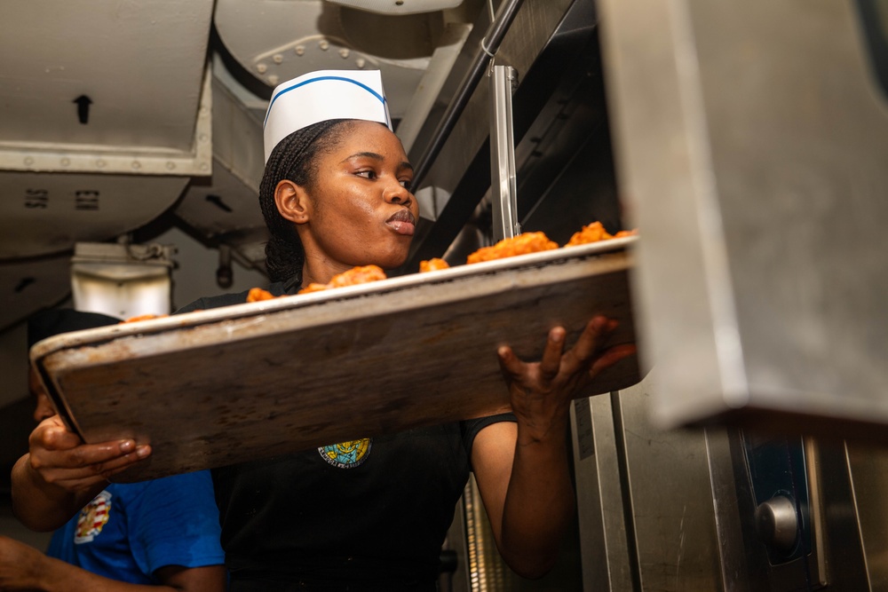 USS Theodore Roosevelt Culinary Specialists Prepare Food for Sailors