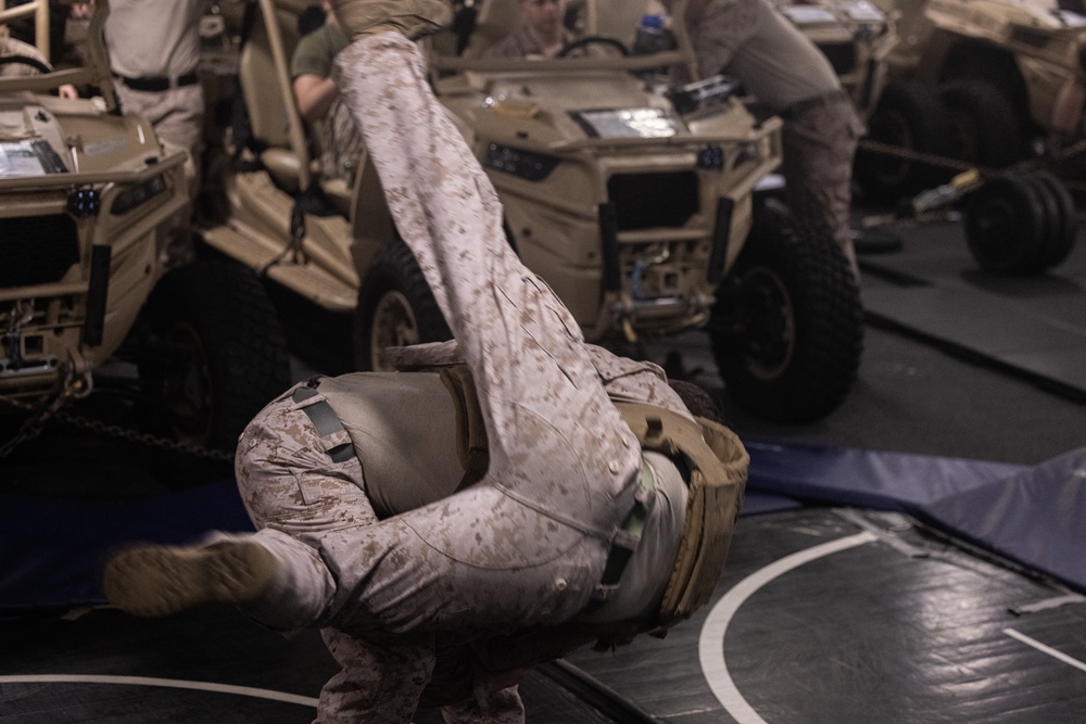 24th MEU (SOC) Marines Practice MCMAP on USS New York (LPD 21)