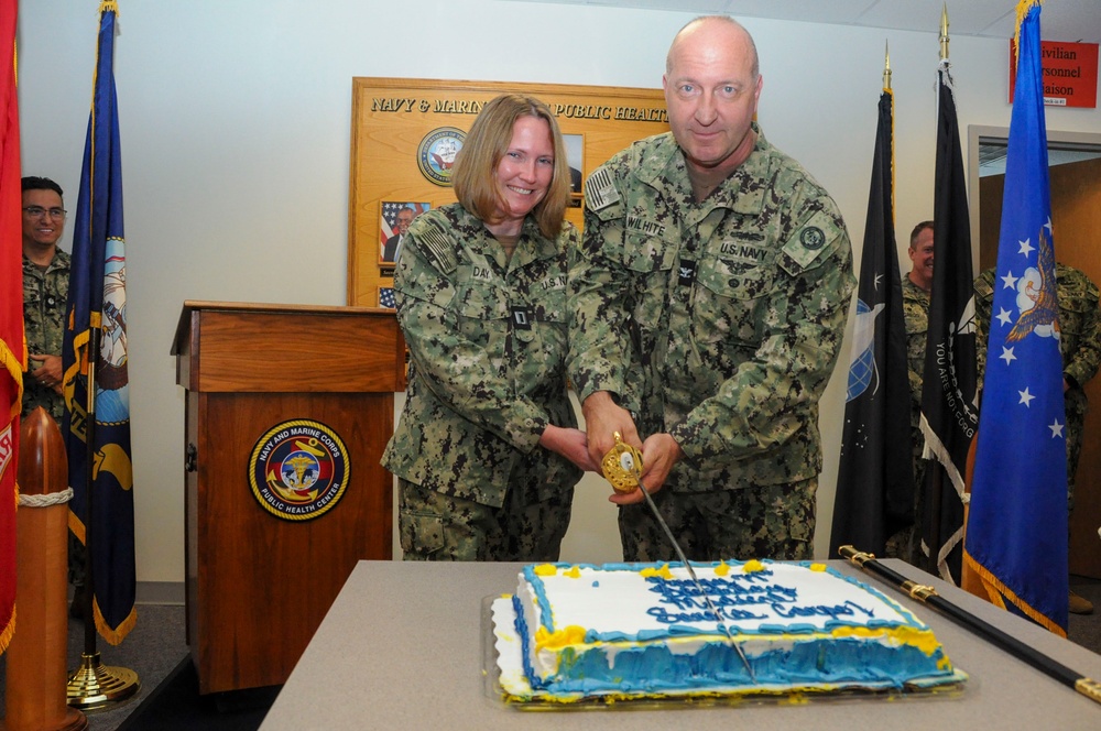 Navy and Marine Corps Force Health Protection holds a Cake Cutting for the Medical Service Corps 77th Birthday