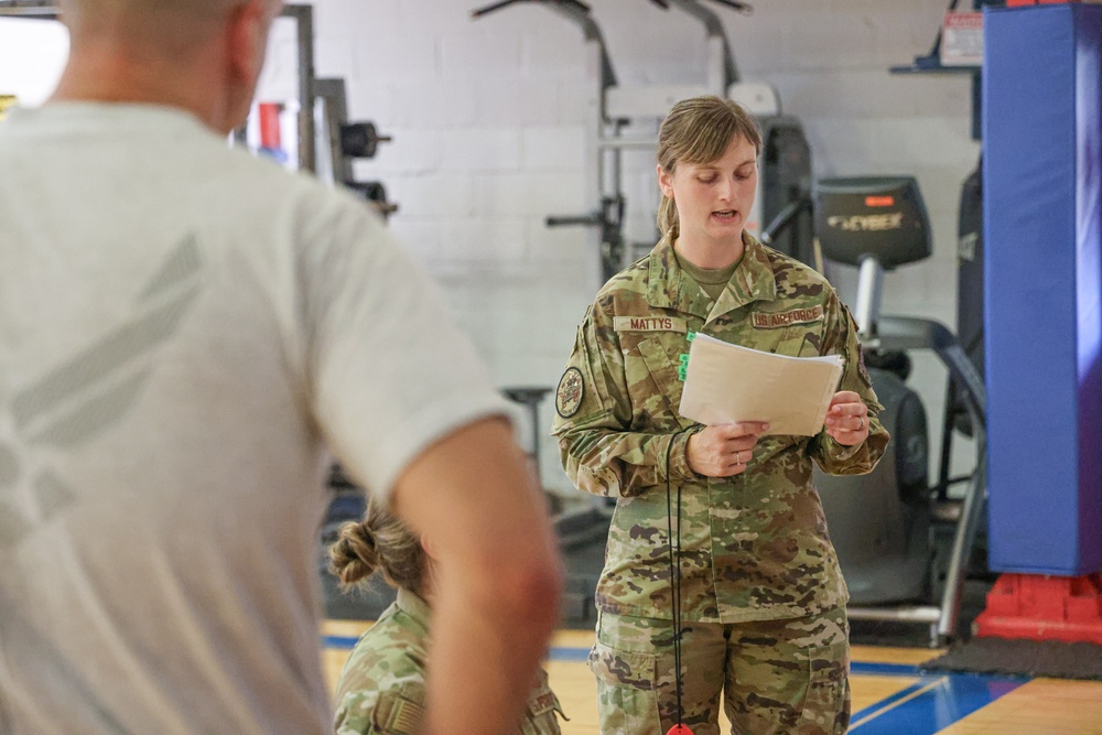 Services Airmen administer physical fitness test
