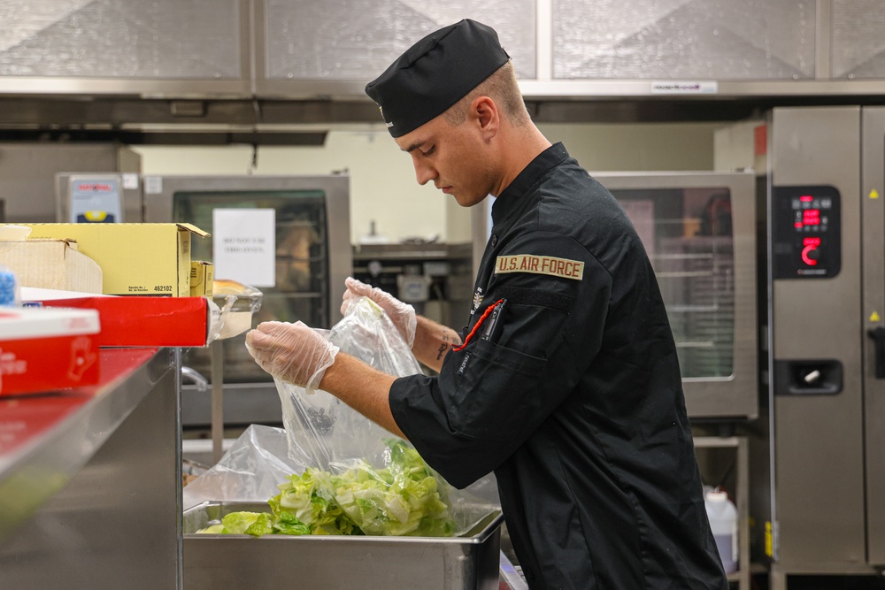 Services Airmen prepare lunch