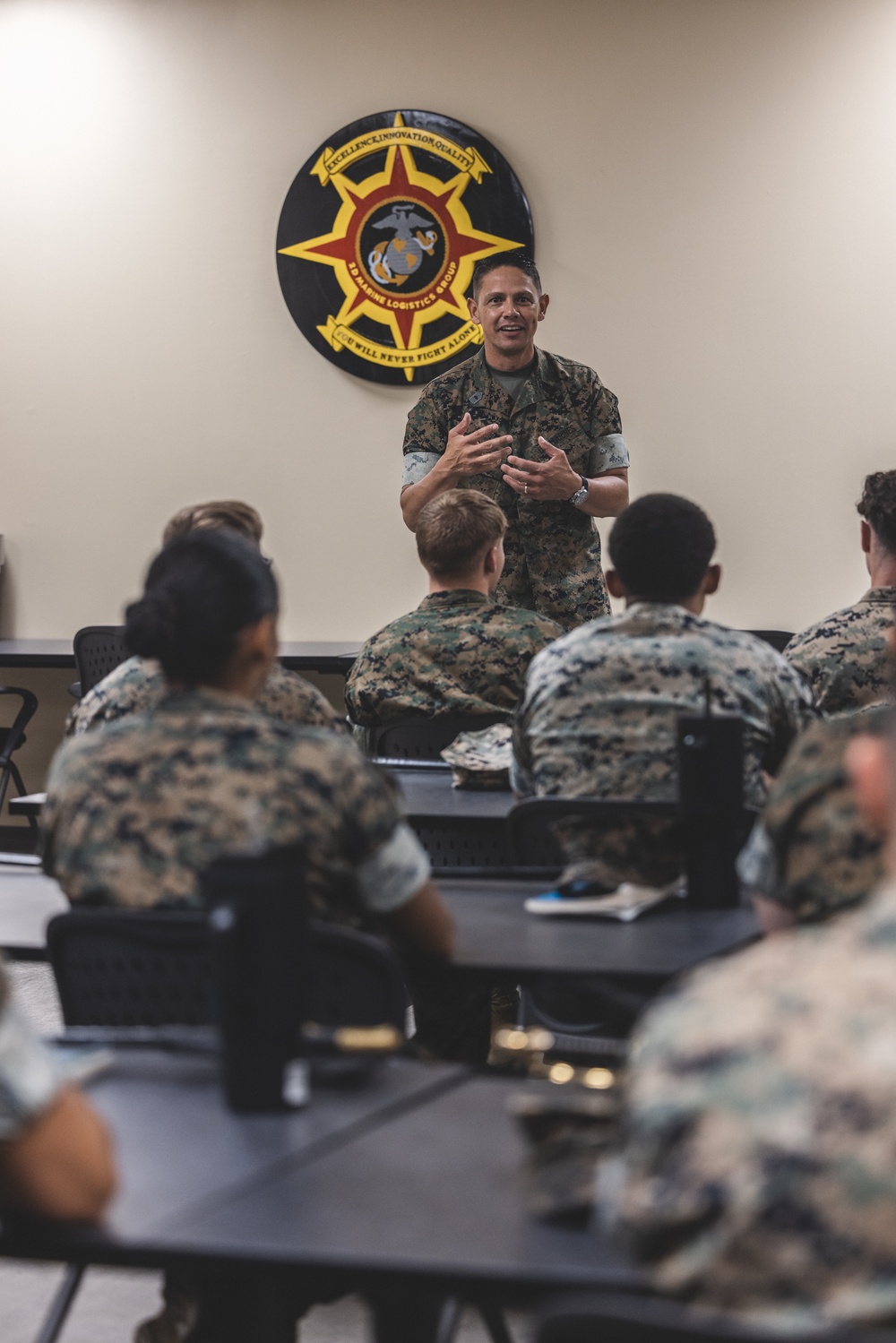 Sgt. Maj. Ruiz Speaks to 2nd MLG Corporals Course