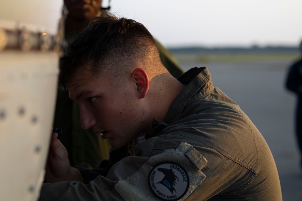 Marine Heavy Helicopter Squadron (HMH) 461 conducts maintenance during Exercise Northern Strike 2024