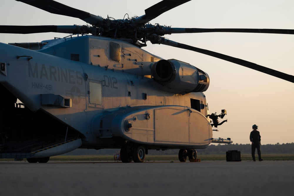 Marine Heavy Helicopter Squadron (HMH) 461 conducts maintenance during Exercise Northern Strike 2024