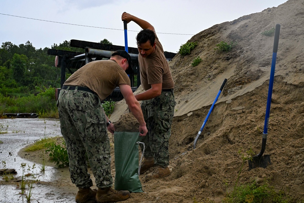 JB Charleston prepares sandbags in preparation for Hurricane Debby