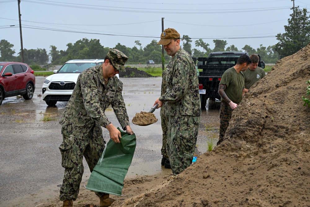 JB Charleston prepares sandbags in preparation for Hurricane Debby