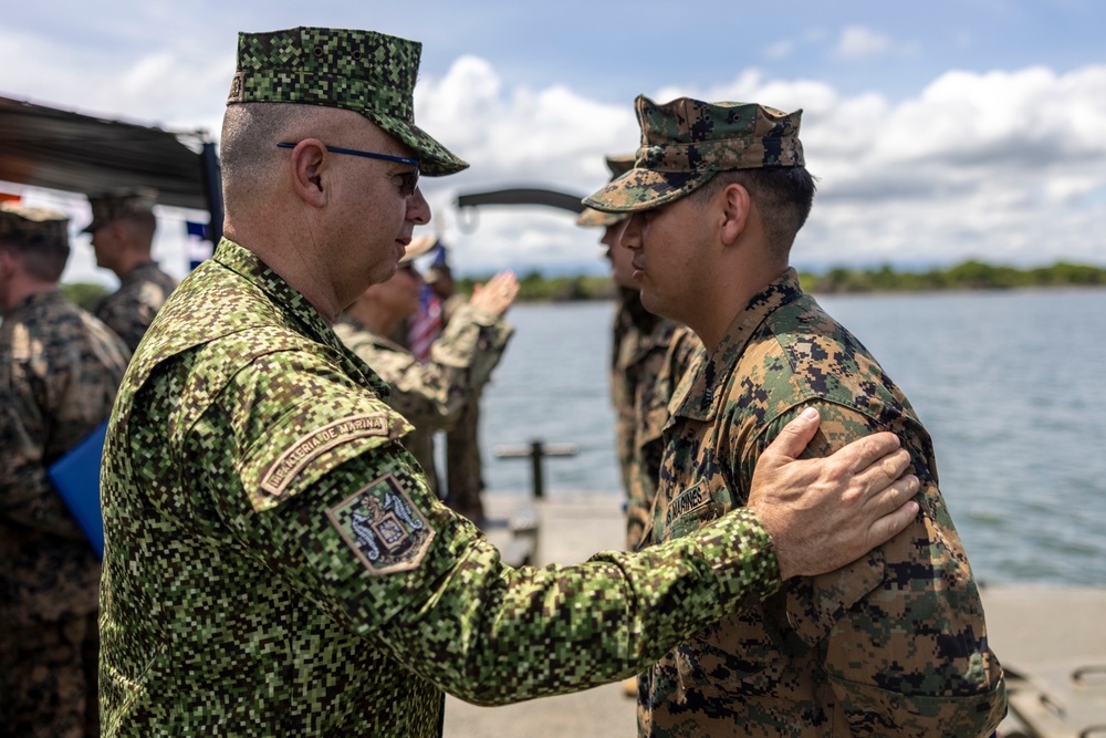 U.S. Marines with Littoral Craft Company Charlie complete the Colombian Fluvial Operations Course