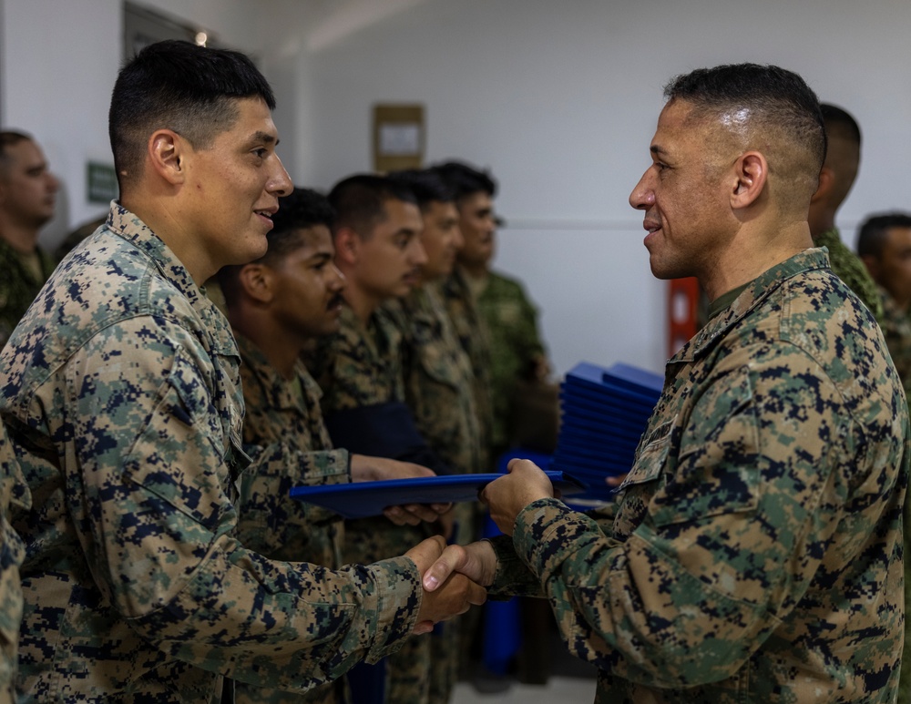 U.S. Marines with Littoral Craft Company Charlie complete the Colombian Fluvial Operations Course