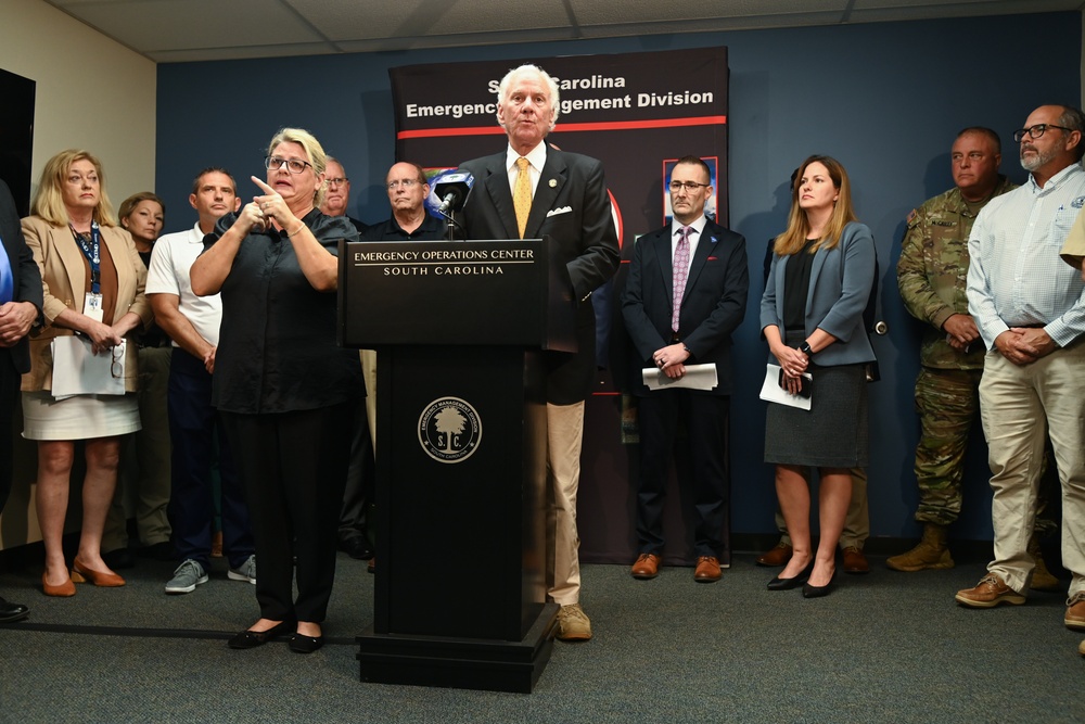 South Carolina Emergency Management Division press confrence ahead of Tropical Storm Debby