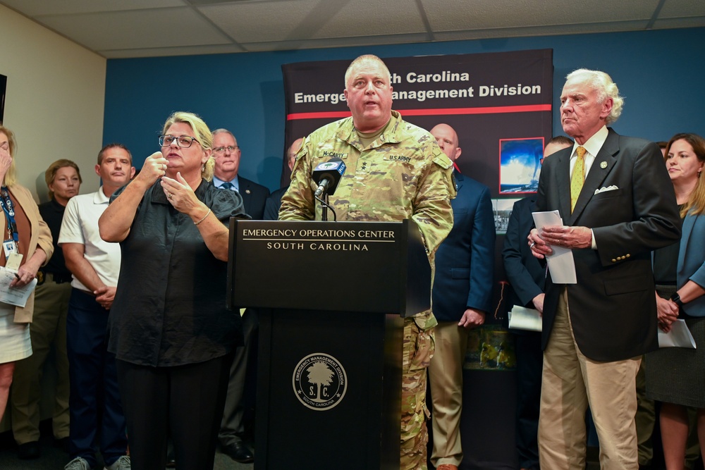 South Carolina Emergency Management Division press confrence ahead of Tropical Storm Debby