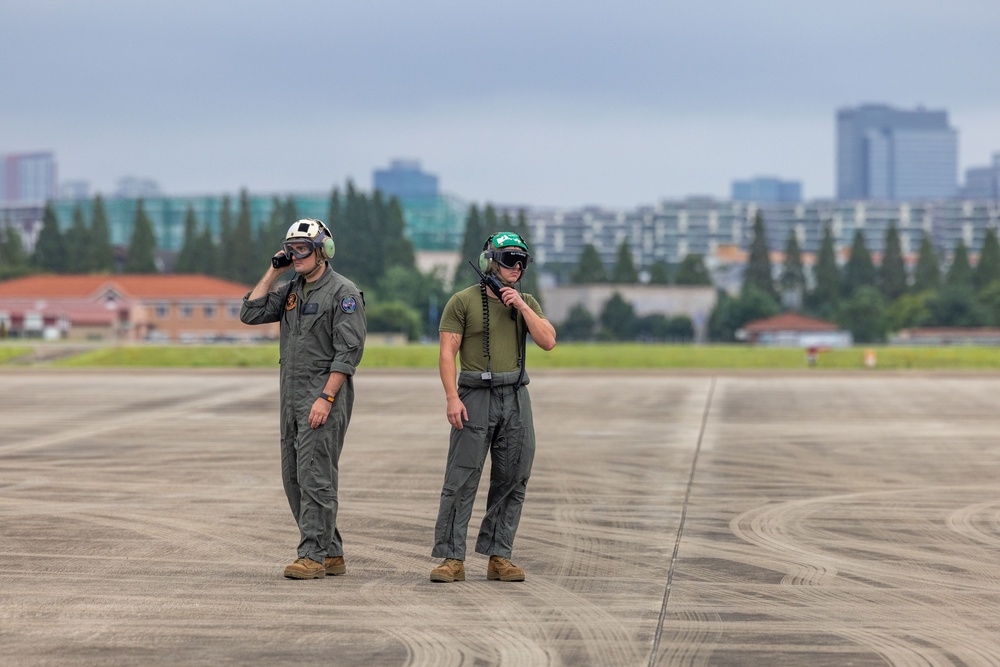 U.S. Marine Corps F/A-18 Hornets Fly Out of South Korea