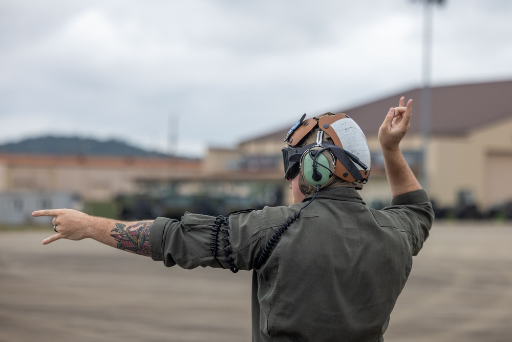 U.S. Marine Corps F/A-18 Hornets Fly Out of South Korea