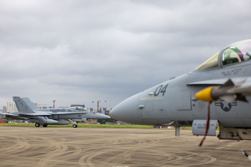 U.S. Marine Corps F/A-18 Hornets Fly Out of South Korea