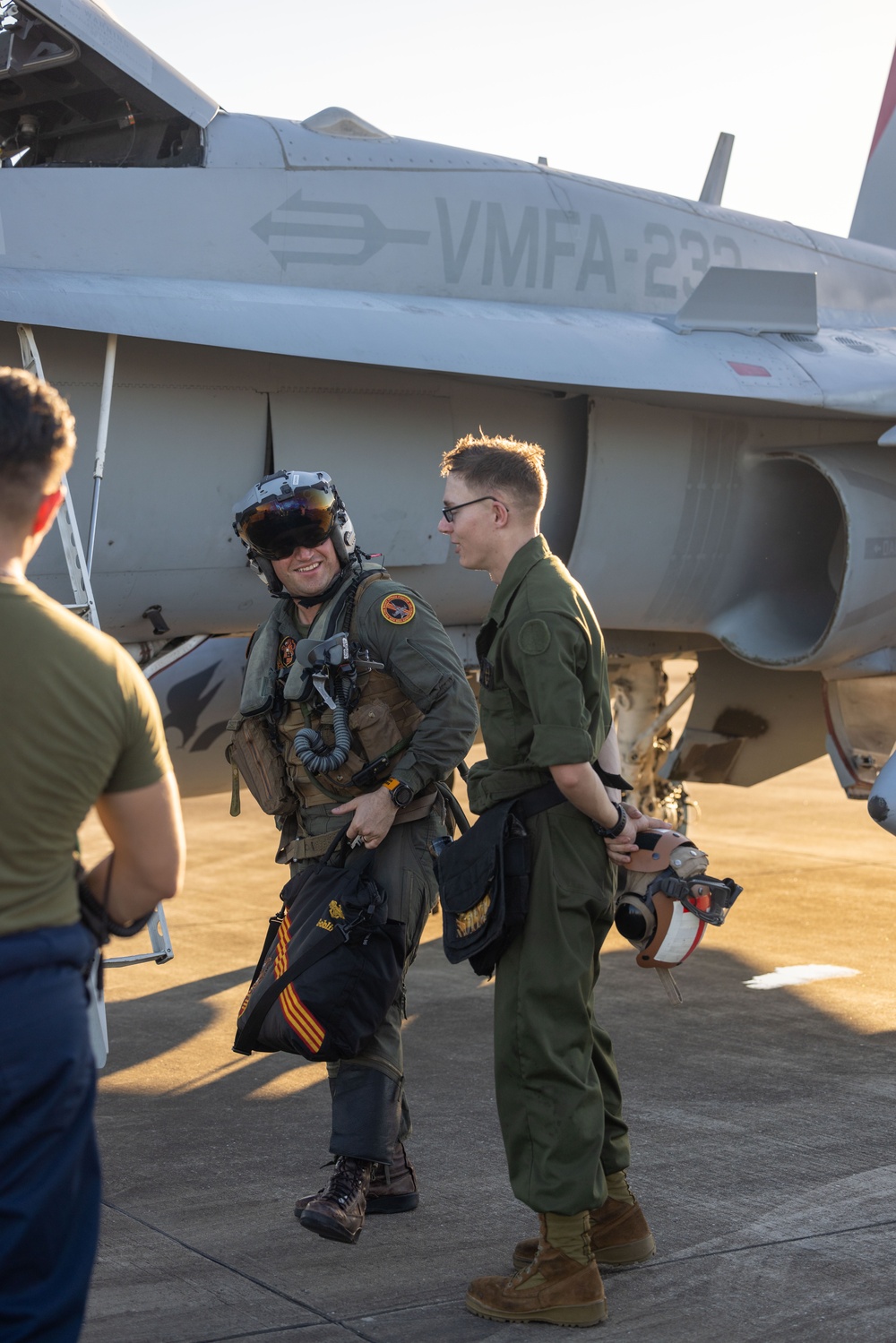 U.S. Marine Corps F/A-18 Hornets Fly Out of South Korea